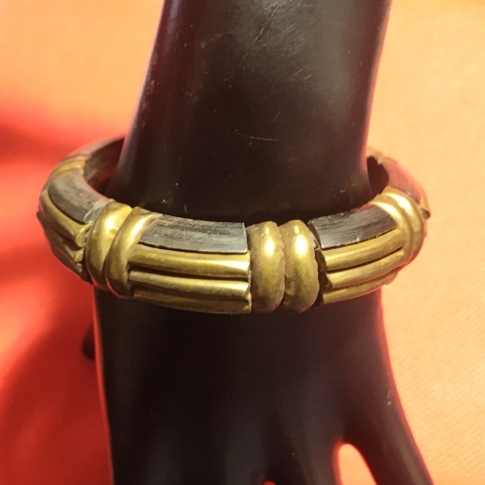 Vintage Horn And Brass Bangle Bracelet